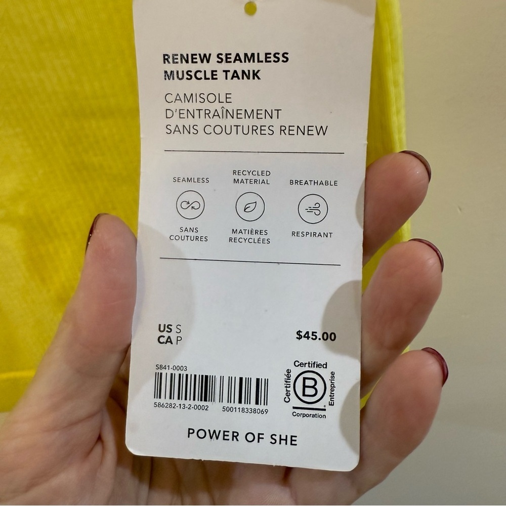 ATHLETA NWT yellow renew seamless muscle tank - Picture 4 of 7